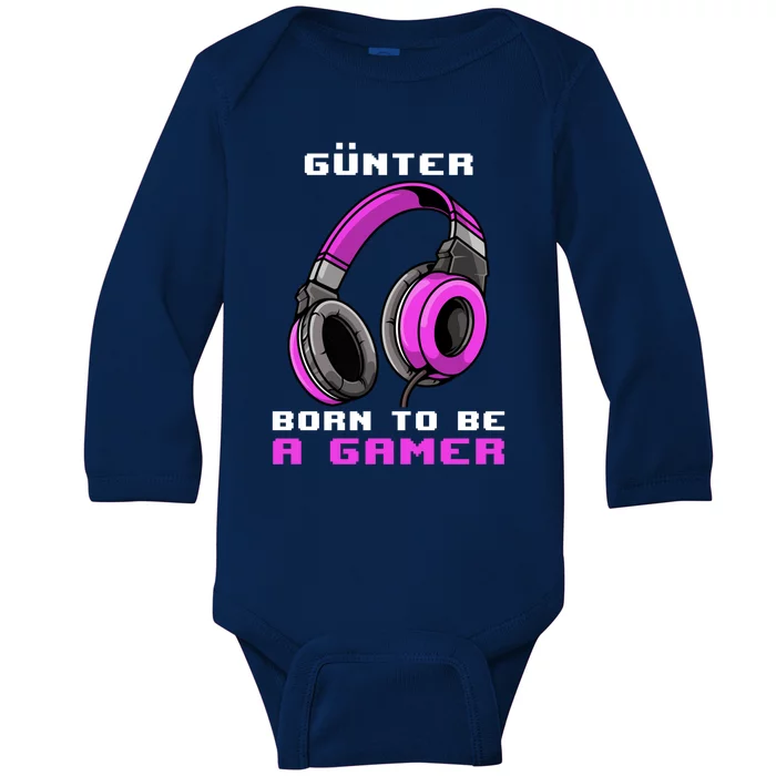 Günter Born To Be A Gamer Personalized Funny Gift Baby Long Sleeve Bodysuit