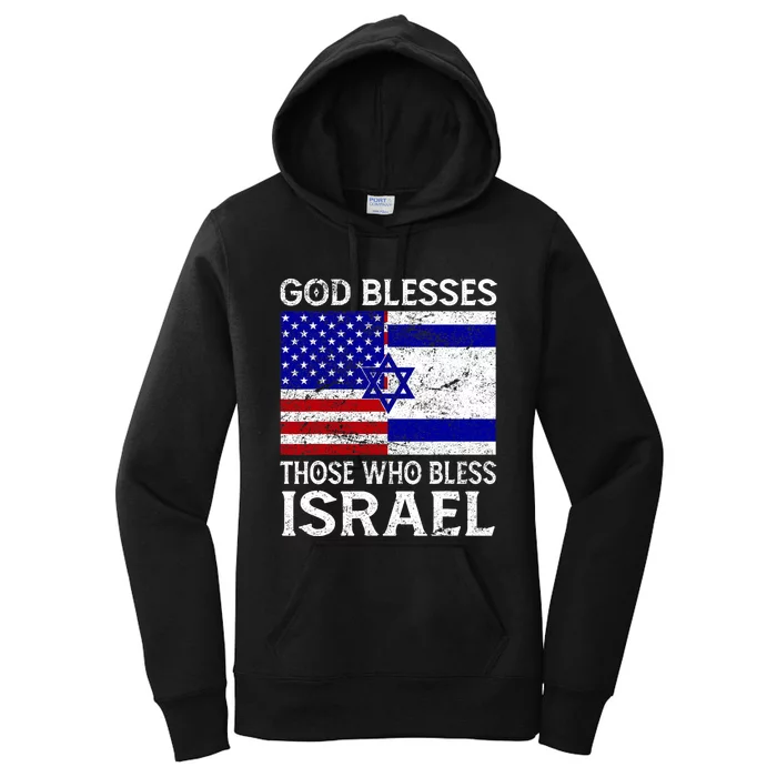 God Blesses Those Who Bless Israel Usa Flag Israeli Flag Women's Pullover Hoodie