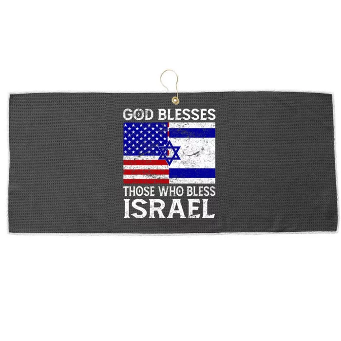 God Blesses Those Who Bless Israel Usa Flag Israeli Flag Large Microfiber Waffle Golf Towel