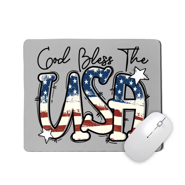 God Bless The USA American Flag Patriotic 4th Of July Mousepad