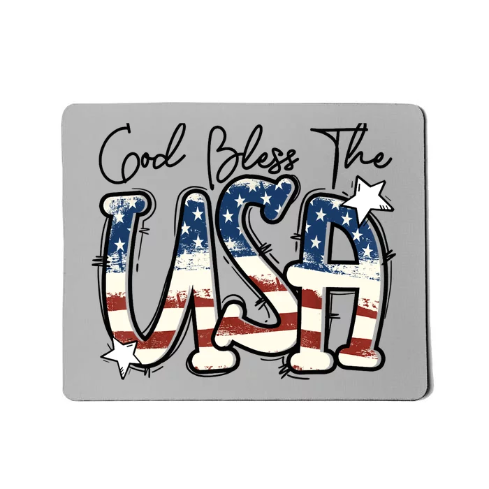 God Bless The USA American Flag Patriotic 4th Of July Mousepad