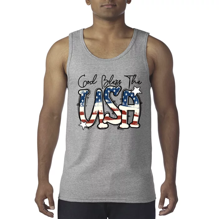 God Bless The USA American Flag Patriotic 4th Of July Tank Top