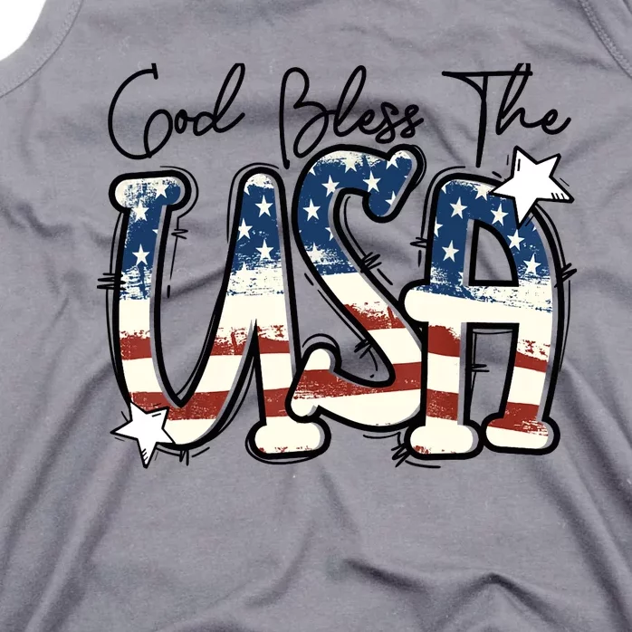 God Bless The USA American Flag Patriotic 4th Of July Tank Top