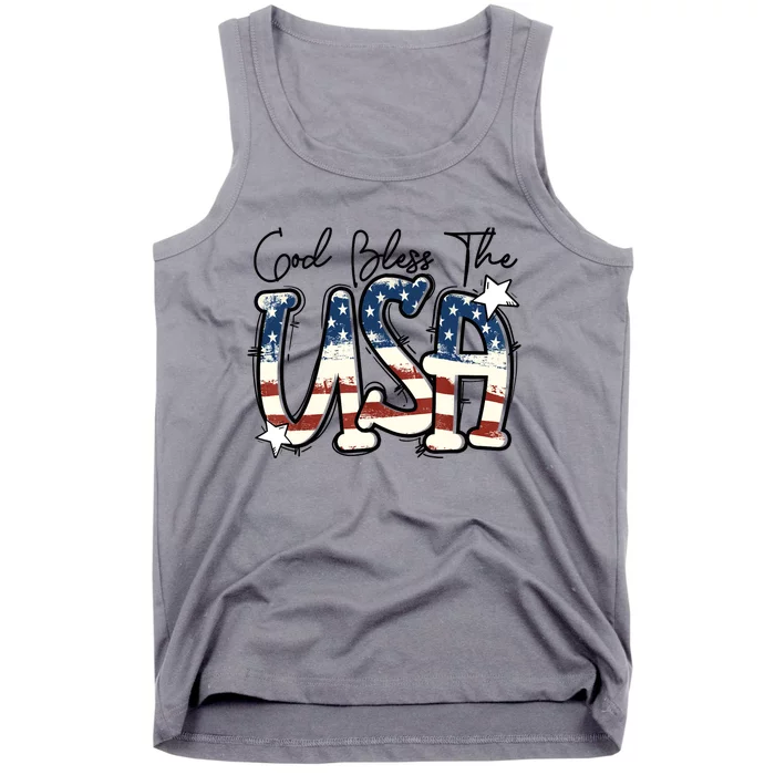 God Bless The USA American Flag Patriotic 4th Of July Tank Top