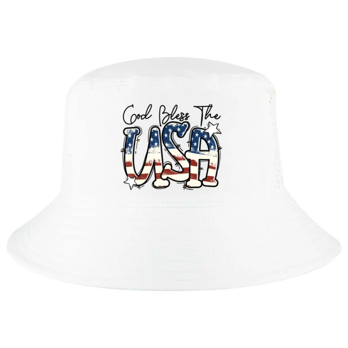 God Bless The USA American Flag Patriotic 4th Of July Cool Comfort Performance Bucket Hat