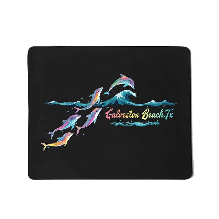 Galveston Beach Texas Colorful Dolphin Lover Beach Vacation Mousepad