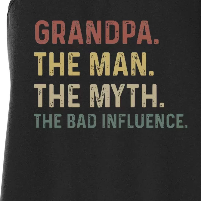 Grandpa Birthday The Man The Myth The Bad Influence Women's Racerback Tank