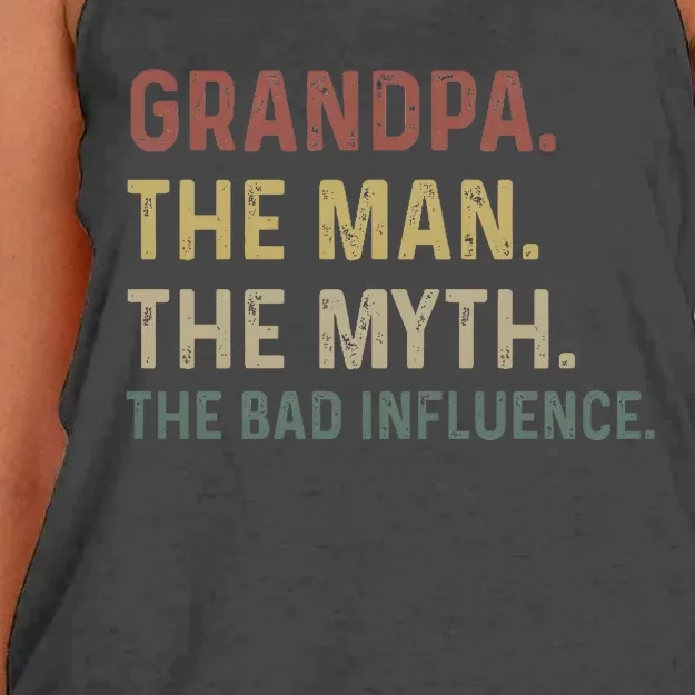 Grandpa Birthday The Man The Myth The Bad Influence Women's Knotted Racerback Tank