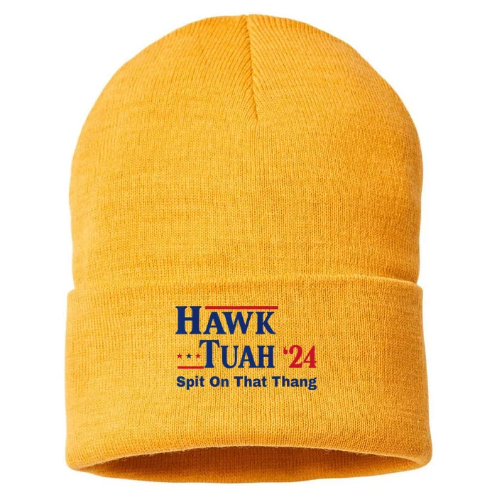 God Bless The Usa American Patriotic Eagle Superhero Designhawk Tuah 2024 Funny Sustainable Knit Beanie