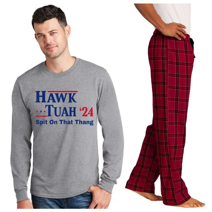 God Bless The Usa American Patriotic Eagle Superhero Designhawk Tuah 2024 Funny Long Sleeve Pajama Set