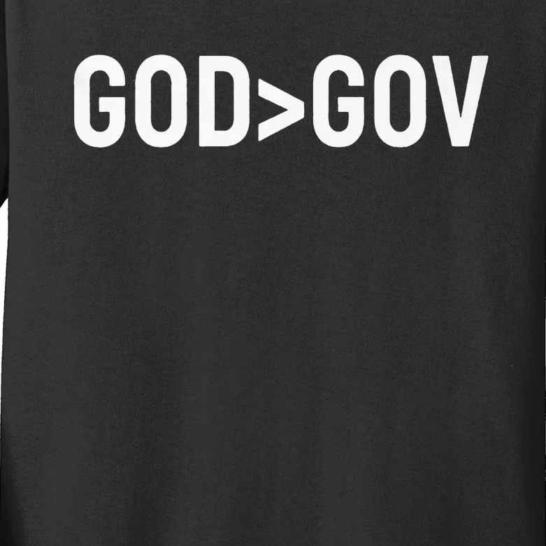 God Bigger Than Gov GOD Over GOV Christian Kids Long Sleeve Shirt