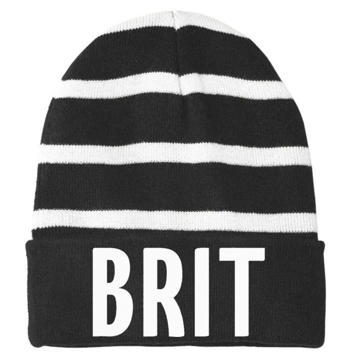 Great Britain Three Part Combo Design British Flag Part 2 Striped Beanie with Solid Band