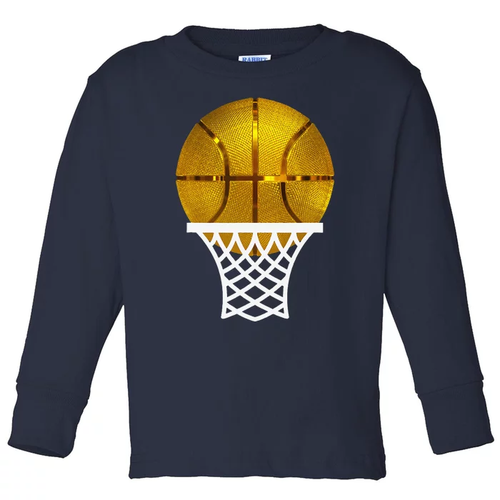 Gold Basketball Trophy Mvp Award Cool Basketball Player Toddler Long Sleeve Shirt