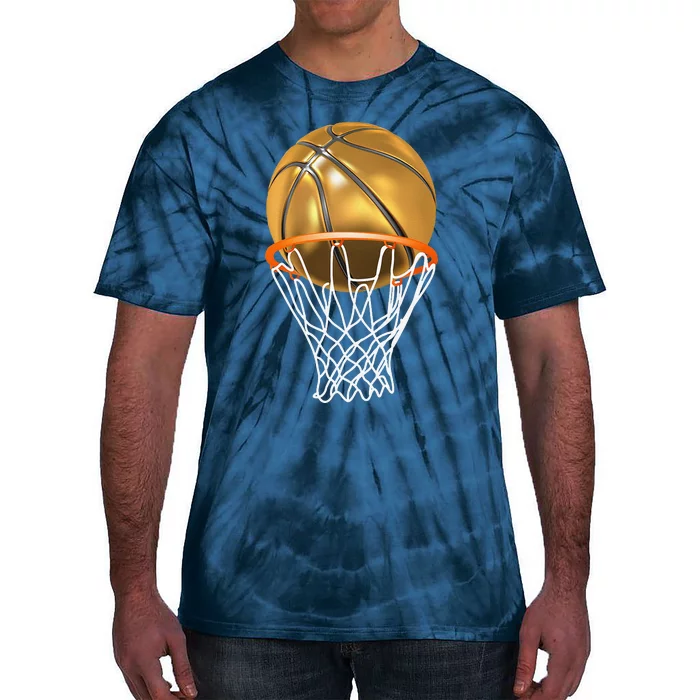 Gold Basketball Trophy Mvp Graphic Tie-Dye T-Shirt