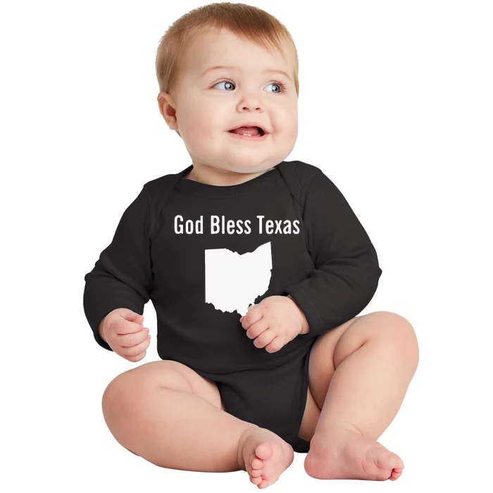 God Bless Texas Ohio Baby Long Sleeve Bodysuit