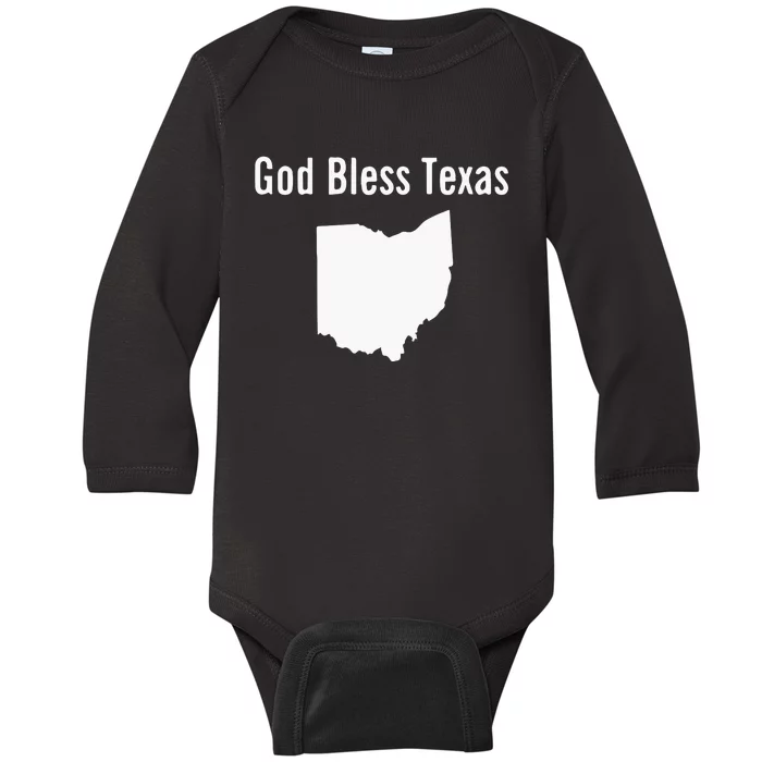 God Bless Texas Ohio Baby Long Sleeve Bodysuit