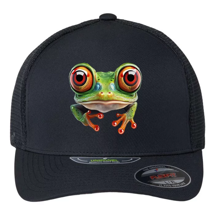 Green Body Tree Frog Red Eyed Tree Frog Rainforest Amphibian Flexfit Unipanel Trucker Cap