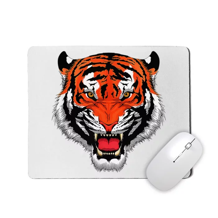 Growling Bengal Tiger Fearless Face Mousepad