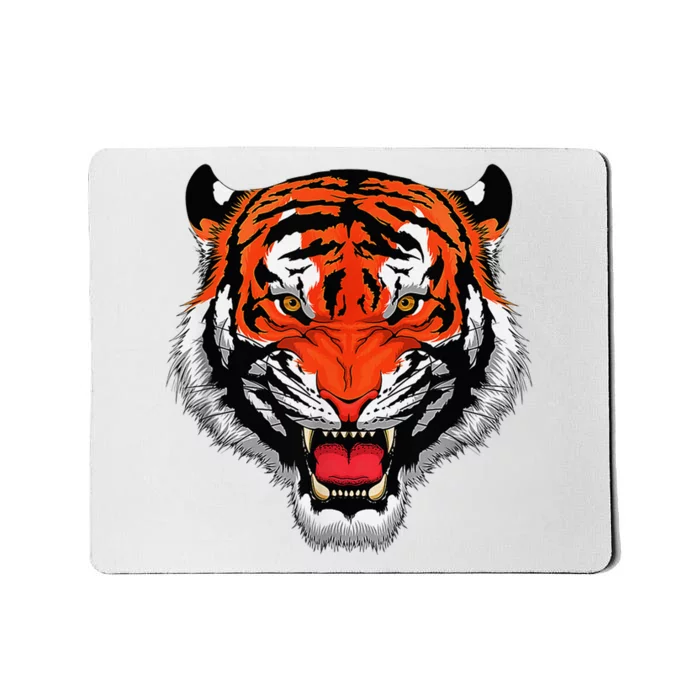 Growling Bengal Tiger Fearless Face Mousepad