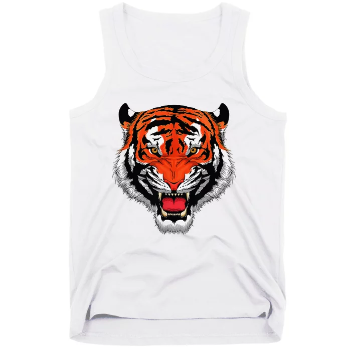 Growling Bengal Tiger Fearless Face Tank Top