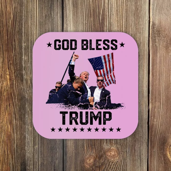 God Bless Trump 2024 Fist Rally Trump Rally Shot 2024 Coaster