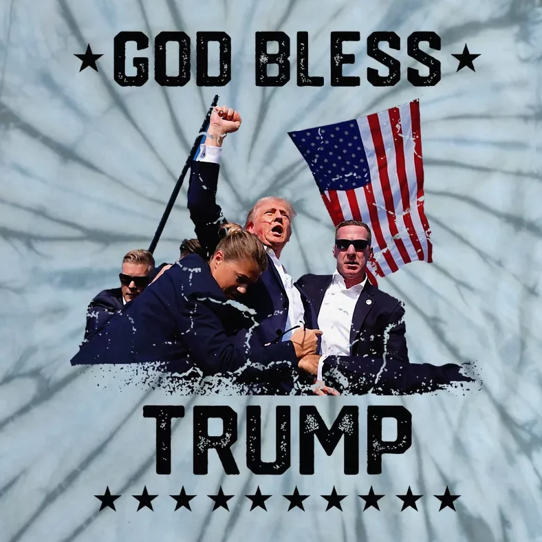 God Bless Trump 2024 Fist Rally Trump Rally Shot 2024 Tie-Dye T-Shirt