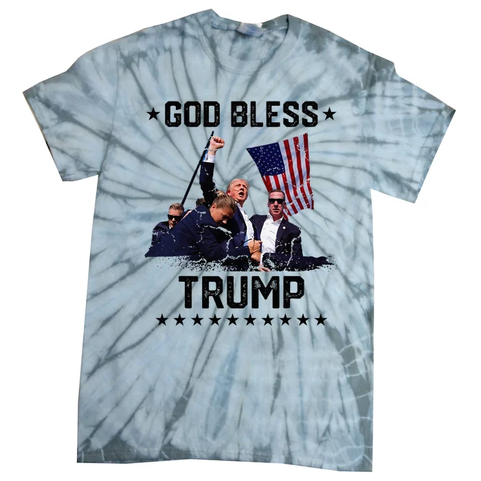 God Bless Trump 2024 Fist Rally Trump Rally Shot 2024 Tie-Dye T-Shirt