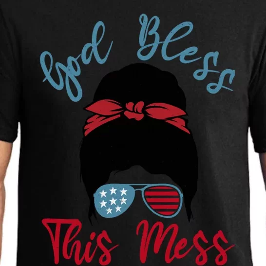 God Bless This Mess Meaningful Gift Funny Christian Wall Saying Mom Joke Funny G Pajama Set