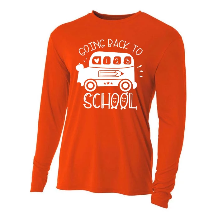 Going Back To School Cute Learning Bus Cooling Performance Long Sleeve Crew