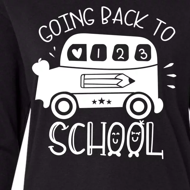 Going Back To School Cute Learning Bus Womens Cotton Relaxed Long Sleeve T-Shirt