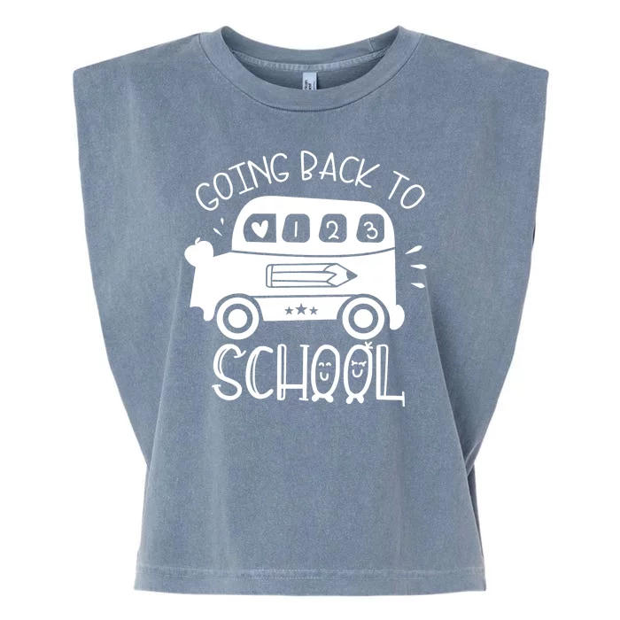 Going Back To School Cute Learning Bus Garment-Dyed Women's Muscle Tee