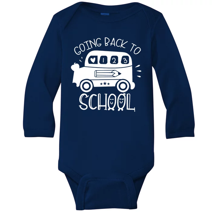 Going Back To School Cute Learning Bus Baby Long Sleeve Bodysuit