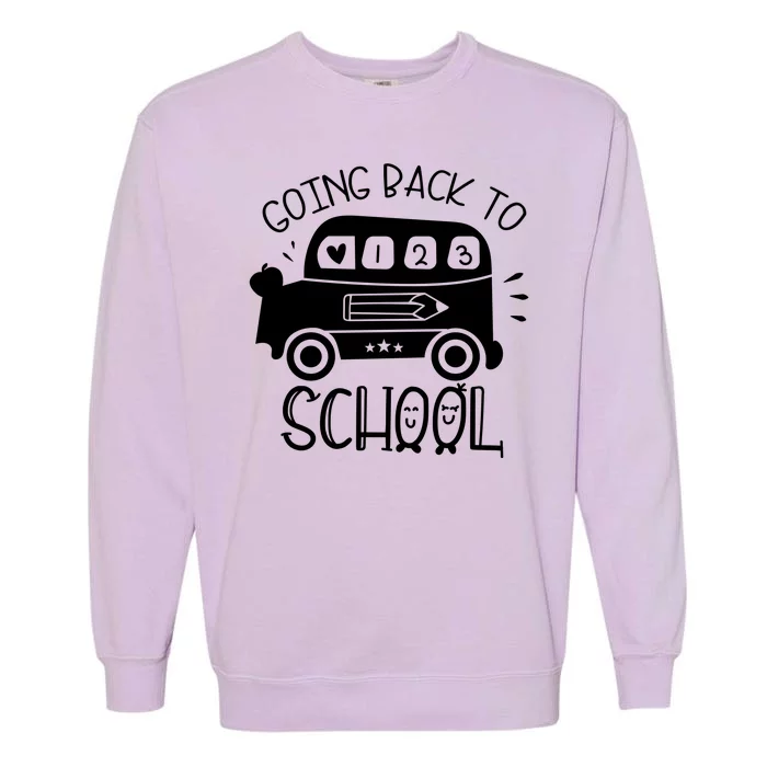 Going Back To School Cute Learning Bus Garment-Dyed Sweatshirt