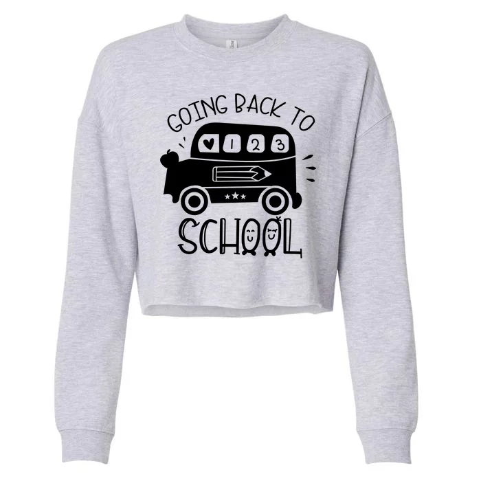 Going Back To School Cute Learning Bus Cropped Pullover Crew