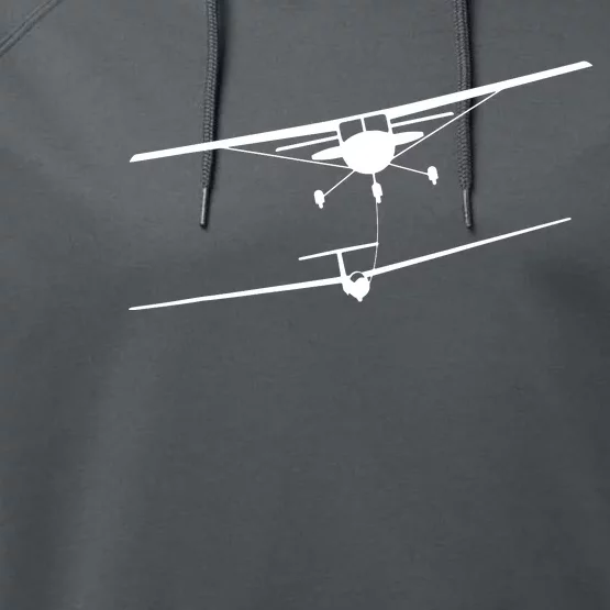 Glider Being Towed Pilot Soaring Gift Performance Fleece Hoodie