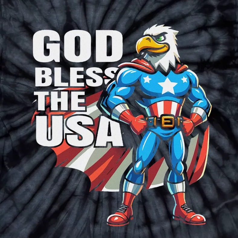 God Bless The Usa American Patriotic Eagle Superhero Design Tie-Dye T-Shirt