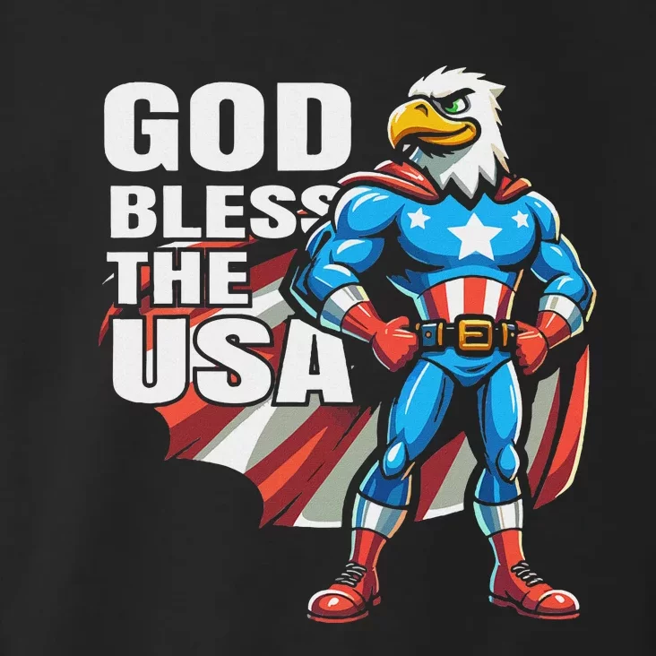 God Bless The Usa American Patriotic Eagle Superhero Design Toddler Hoodie