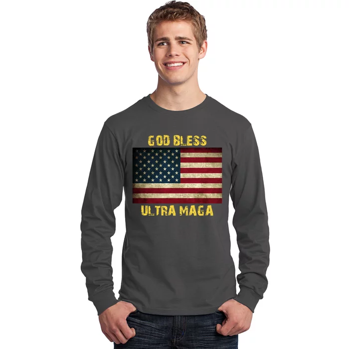 God Bless Ultra Maga United States Flag Long Sleeve Shirt