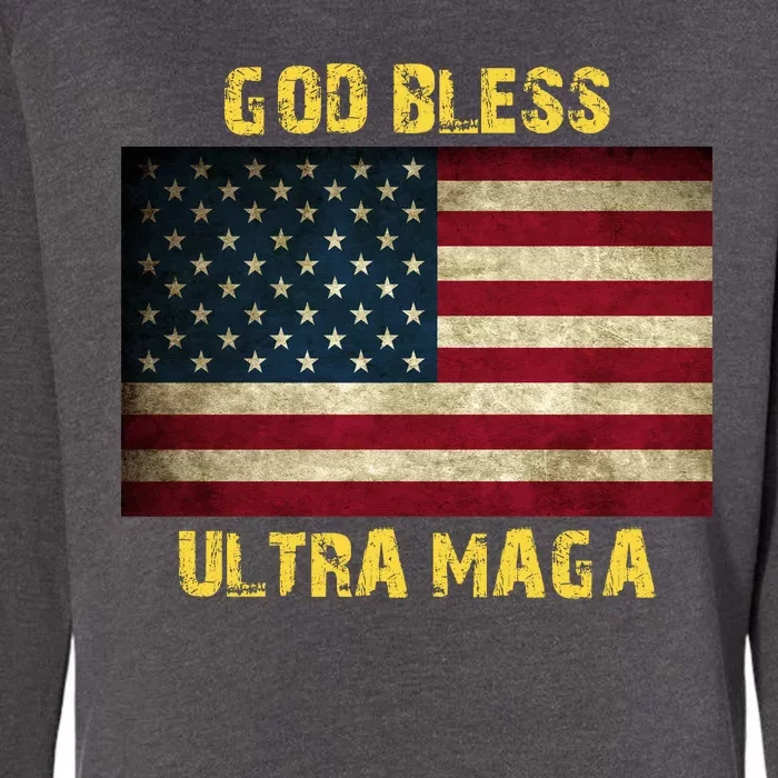 God Bless Ultra Maga United States Flag Womens California Wash Sweatshirt