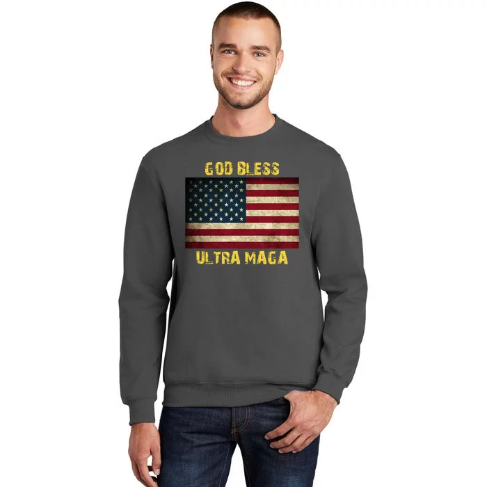 God Bless Ultra Maga United States Flag Tall Sweatshirt