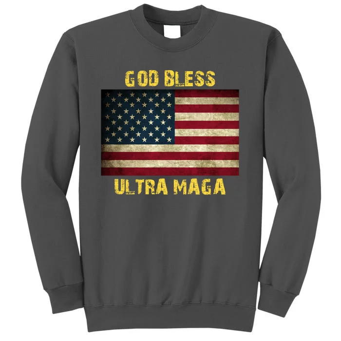 God Bless Ultra Maga United States Flag Tall Sweatshirt