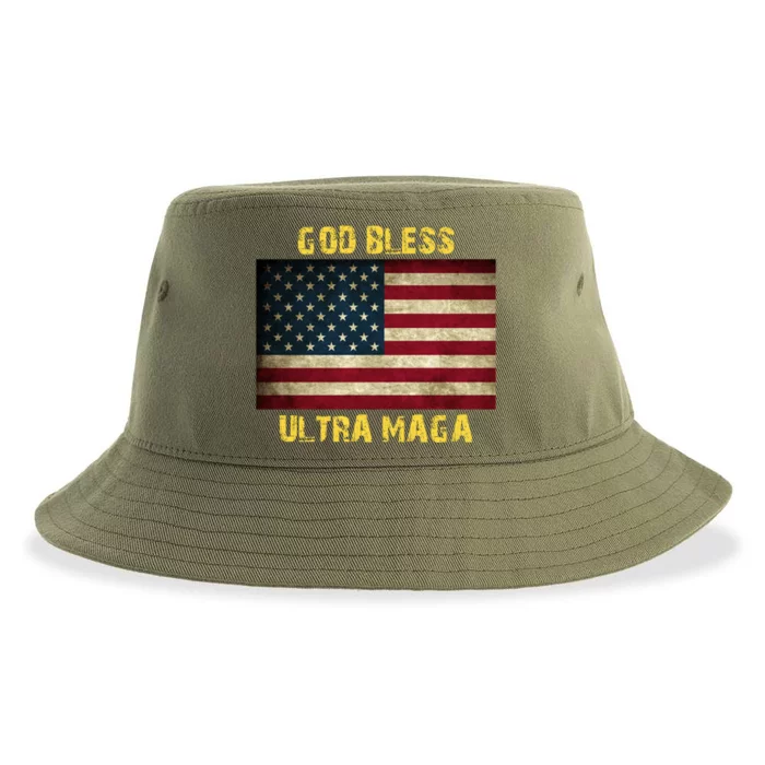 God Bless Ultra Maga United States Flag Sustainable Bucket Hat