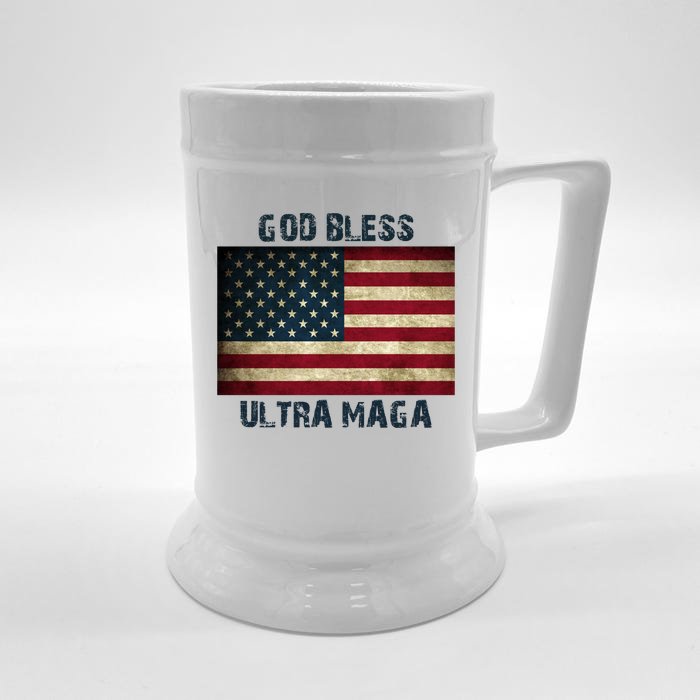 God Bless Ultra Maga United States Flag Front & Back Beer Stein