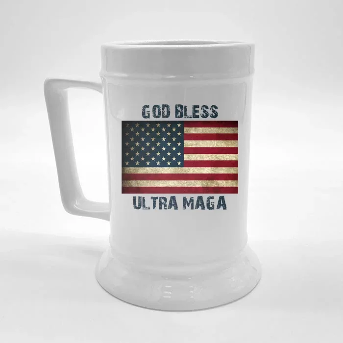 God Bless Ultra Maga United States Flag Front & Back Beer Stein