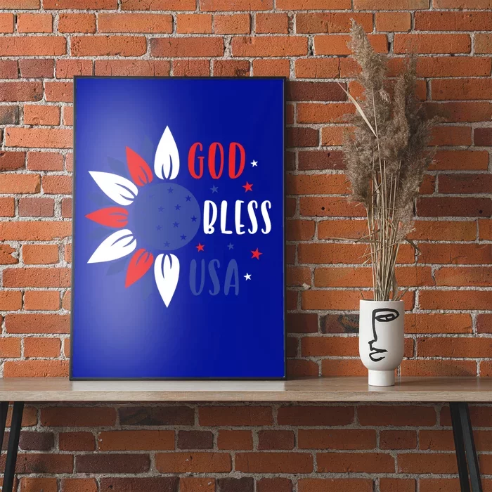 God Bless Usa July 4th Sunflower America Independence Day Gift Poster