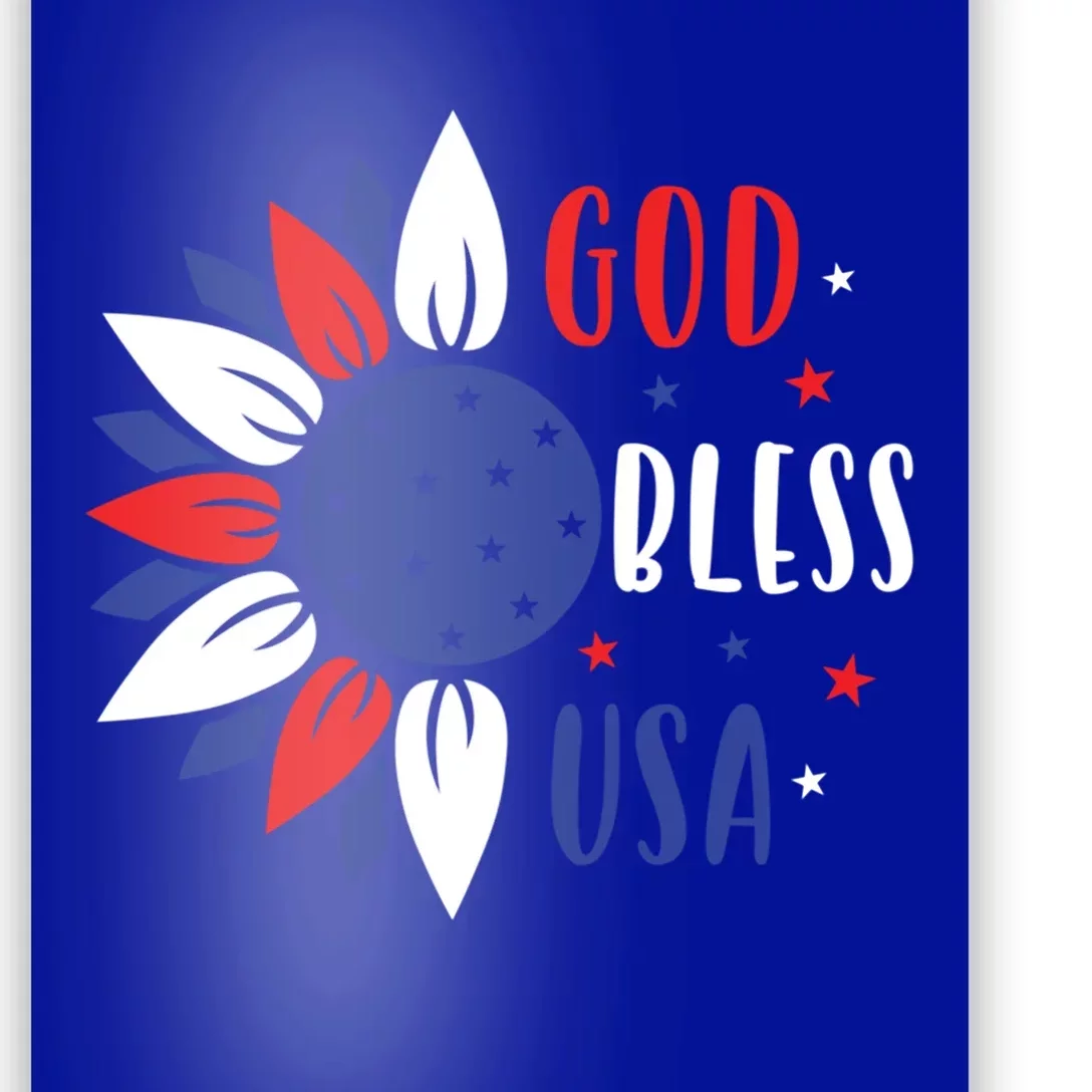 God Bless Usa July 4th Sunflower America Independence Day Gift Poster