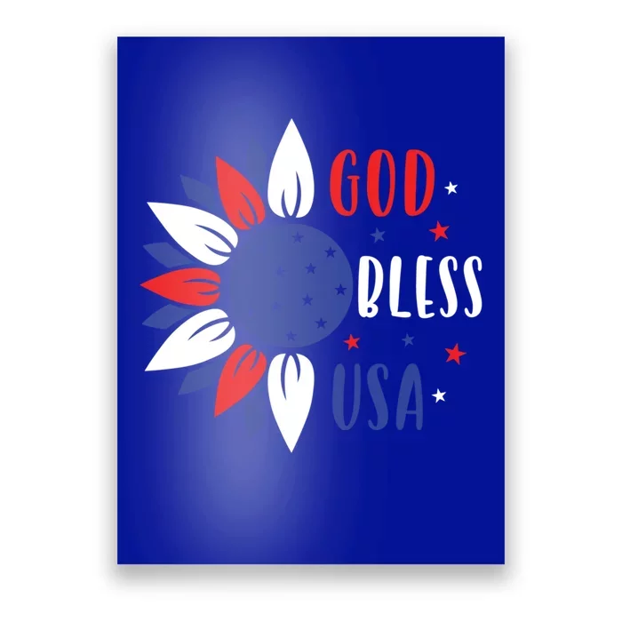 God Bless Usa July 4th Sunflower America Independence Day Gift Poster