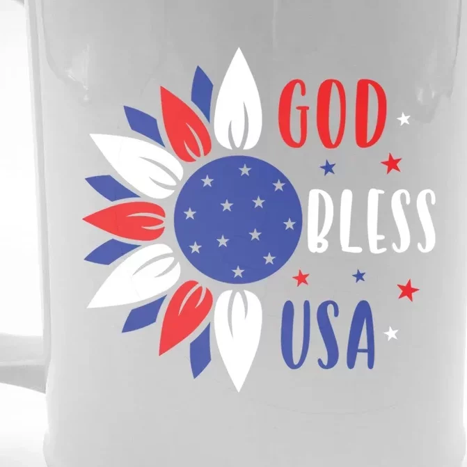 God Bless Usa July 4th Sunflower America Independence Day Gift Front & Back Beer Stein