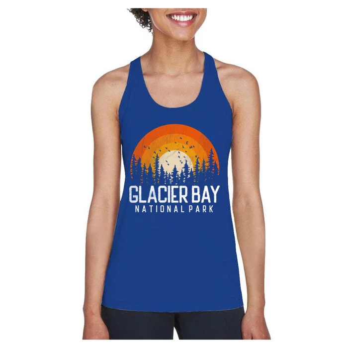 Glacier Bay Us National Park Alaska Vintage Retro 80s Gift Women's Racerback Tank