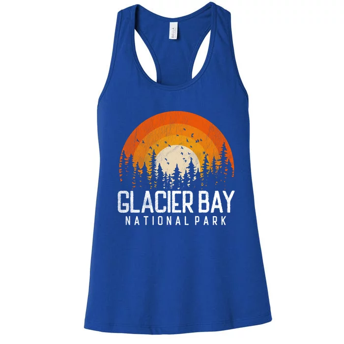 Glacier Bay Us National Park Alaska Vintage Retro 80s Gift Women's Racerback Tank